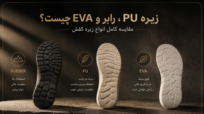 زیره کفش طبیعتگردی چگونه باید باشد؟ بررسی EVA، Rubber، TPU و نوع آج